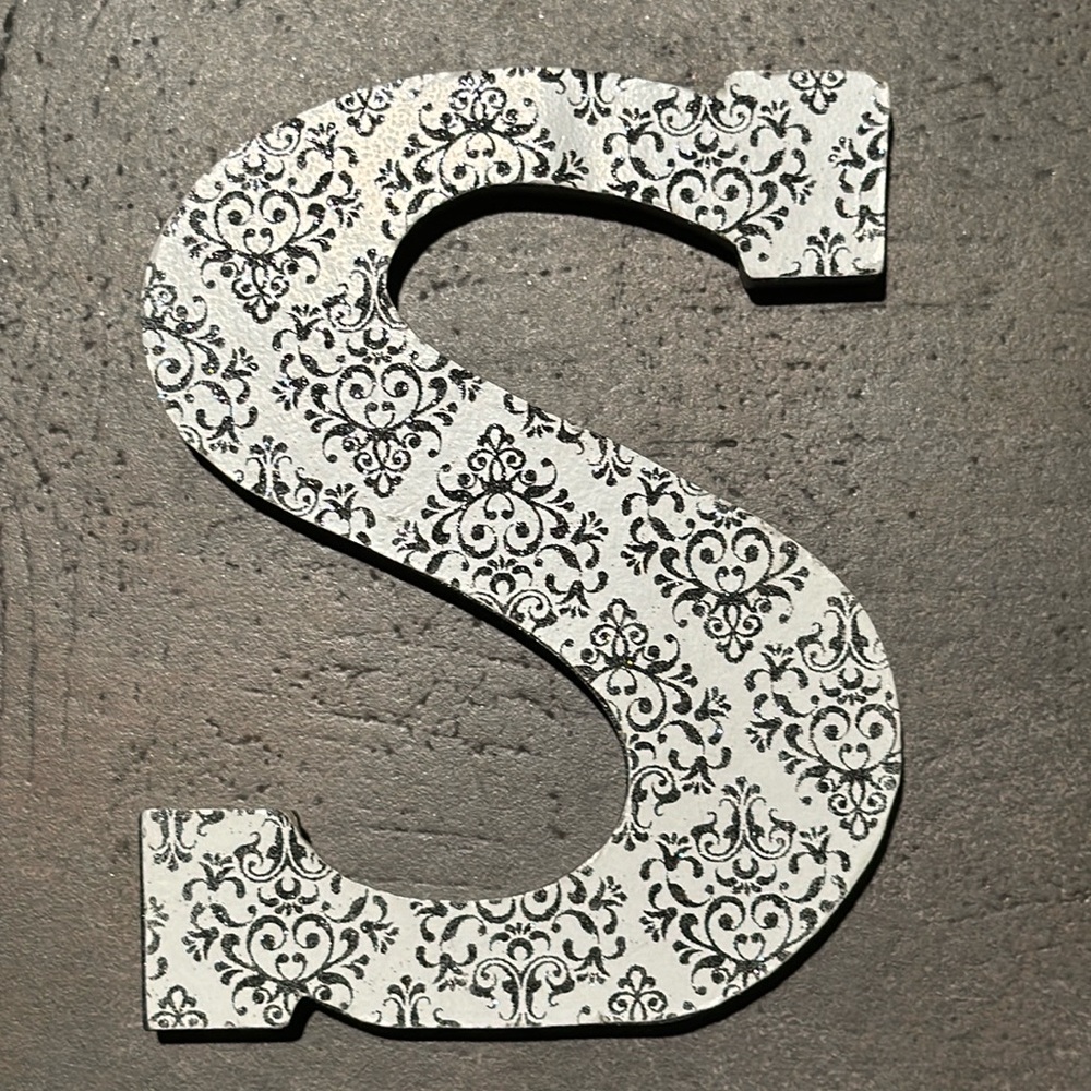 S letter hanging wall decor shelf decor initial display dorm bedroom family room